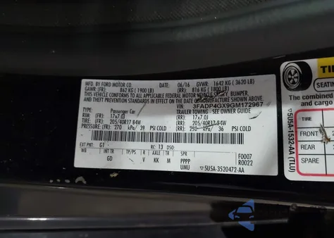 2016 Ford Fiesta St z USA, uszkodzony, nr VIN 3FADP4GX9GM172967